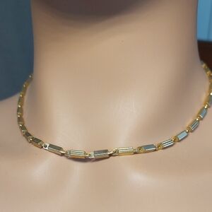 Goldtone Bar Bead Toggle Necklace 16.5" Chain Gold Short